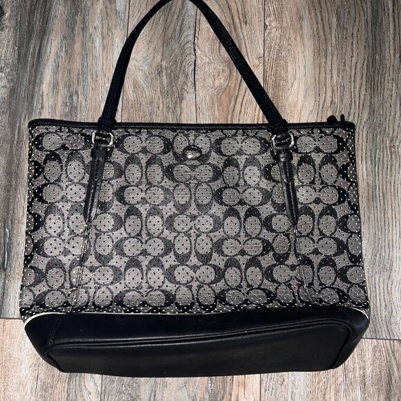 COACH Peyton Signature Canvas and Leather Large Tote - Picture 1 of 5